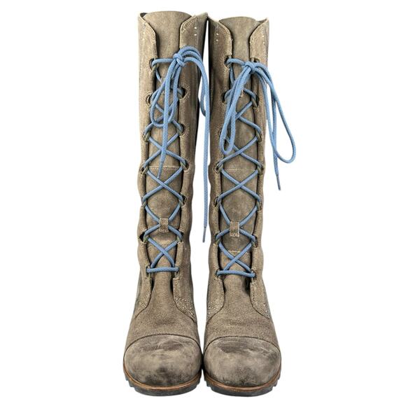 Sorel Women’s Cate The Great Brown Suede Wedge Riding Boot Size US 9 - Picture 7 of 11